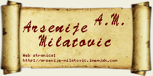 Arsenije Milatović vizit kartica